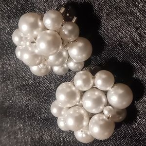 Vintage faux white pearl earrings stamped Japan in perfect condition.